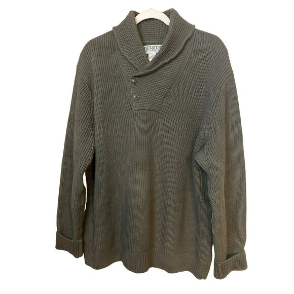 DULUTH TRADING CO Men's Olive Green Wool Blend Heavy Knit Sweater Elbow SZ Large - Picture 3 of 6